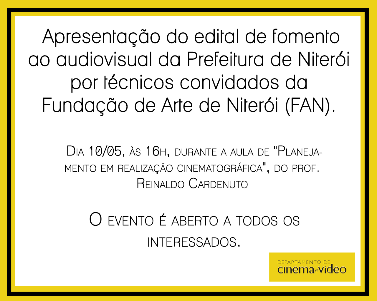 Aviso sobre evento do edital de Niterói